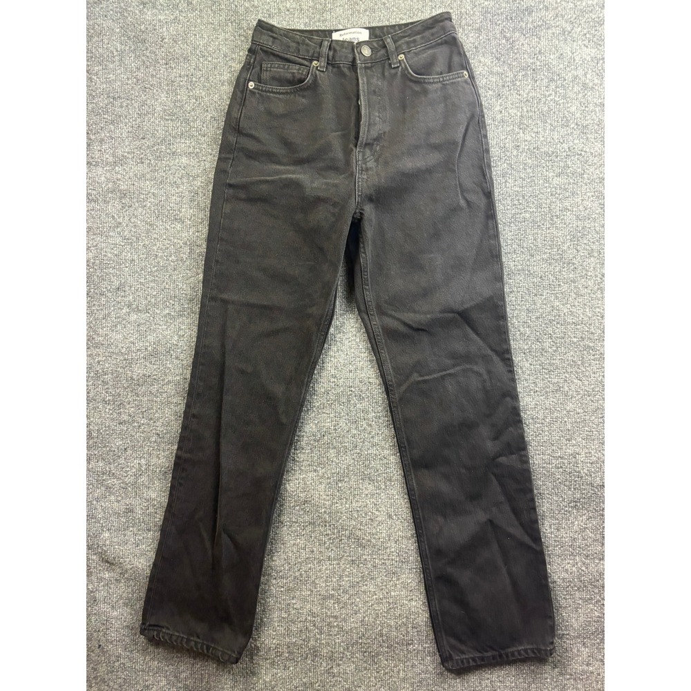 Reformation Jeans Denim Women 26 Black High Rise Straight Leg Button Fly